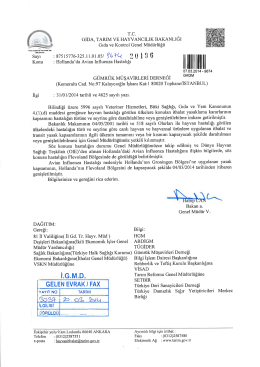 Gıda Tarım Hayvancılık Bakanlığı / Bazı Canlı Hayvan ve Hayvansal