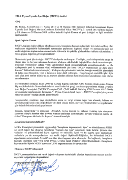 EK 4: Piyasa Uyumlu İçsel Değer (MCEV) Analizi Giriş