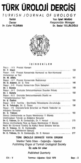 T&Uuml;RK &Uuml;ROLOJİ DERGİSİ - Turkish Journal of Urology