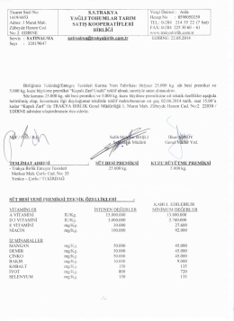 Ticaret Sicil No: ı S_S,TRAKYA ı Vergi Dairesi : Arda