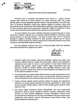 türkiye büyük millet meclisi başkanlığına 22.07.2014