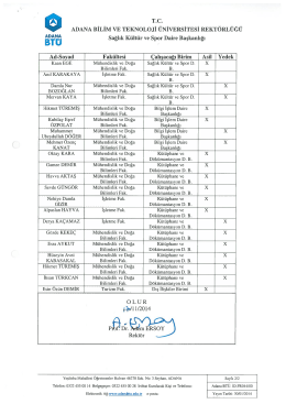 T.C. ADANA BİLİM vE TEKNOLOJİ &Uuml;NİVERSİTESİ REKT&Ouml;RL&Uuml;Ğ&Uuml;