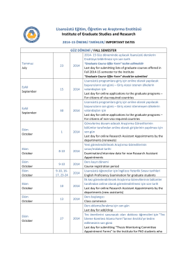 IGSR 2014-2015 Academic Calendar - Institute of Graduate Studies