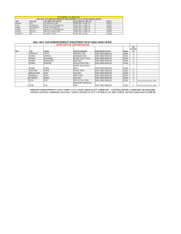 2014 -2015 güz dönemi merkezi yerleştirme yatay geçiş yedek listesi
