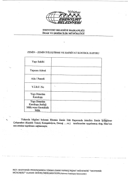 Zemin İyileştirme Ve Hafriyat Kontrol Raporu &Ouml;rneği
