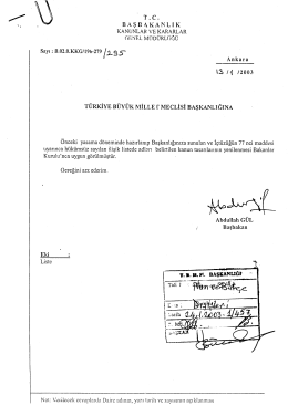 Kanun Tasarısının Metni - Türkiye Büyük Millet Meclisi