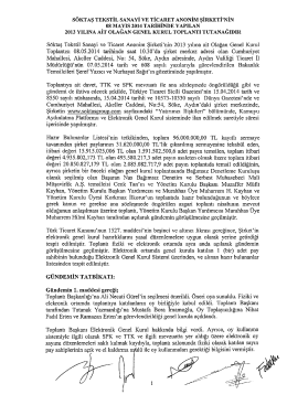 2013 yılı Olağan Genel Kurul Tutanağı