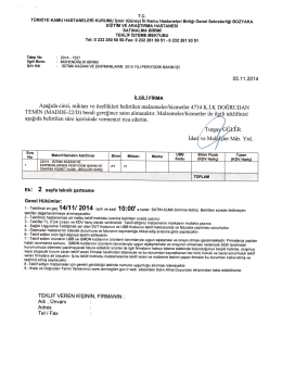 &Ouml;n Teklif İsteme Mektubu - Bozyaka Eğitim ve Araştırma Hastanesi
