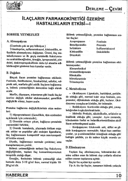 İlaçların Farmakokinetiği Üzerine Hastalıkların Etkisi 1