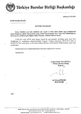 Eki:1 - Türkiye Barolar Birliği