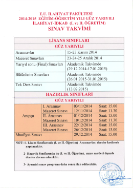 2014-2015 Eğitim-Öğretim Yılı Güz Yarıyılı Sınav