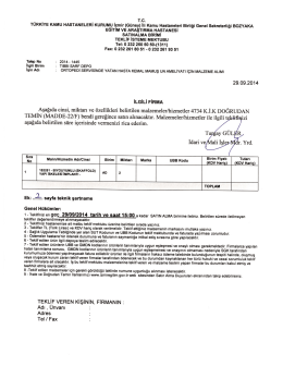 ön teklif isteme mektubu - Bozyaka Eğitim ve Araştırma Hastanesi