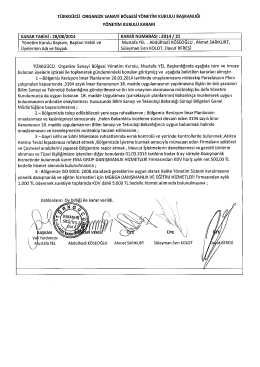 Karar No : 21 - Karar Tarihi : 28.08.2014