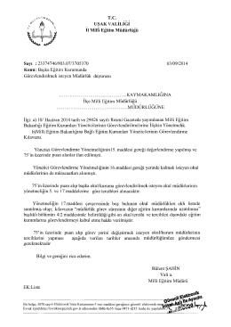 Başka Eğitim Kurumunda G&ouml;revlendirilmek İsteyen M&uuml;d&uuml;rl&uuml;k