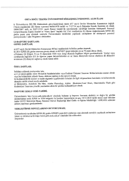 onu DOĞU TEKNİK ÜNİVERSİTESİ sözLaşıvıELi PERSONEL ALıM