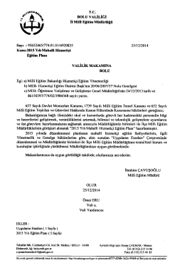 2015 Yılı Mahalli Hizmet İçi Eğitim Planı