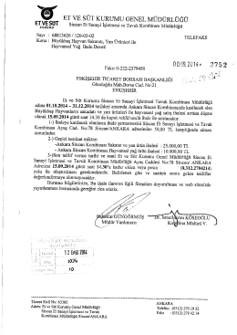 ET vE sÜT KURUMU GENEL - Eskişehir Ticaret Borsası