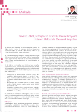 Private Label Deterjan Ve Evsel Kullanım Kimyasal Ürünleri