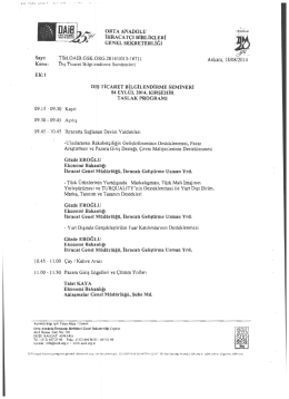 04 Eyl&uuml;l 2014 Kırşehir Dış Ticaret Seminer Programı