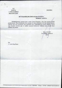 T.c. KONYA 10/10/2014 1. İCRA DAİRESİ 2014/1410 TLMT.