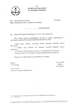 T.c. sALİHLİ KAYMAKAMLIĞI İl&ccedil;e Miııı Eğitim M&uuml;d&uuml;rl&uuml;ğ&uuml;