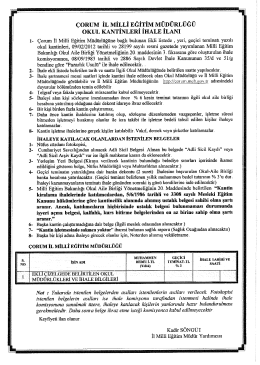 İlanı için tıklayınız. - Çorum Milli Eğitim Müdürlüğü