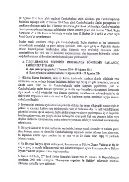 10 Ağustos 2014 Pazar günü yapılacak Cumhurbaşkanı seçim