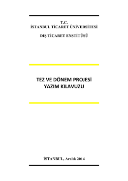 TEz vE DÖNEM PROJESİ - İstanbul Ticaret Üniversitesi