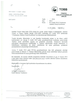 GENEL. SEKRETERLİĞİHE oDALAR vE BORSALAR