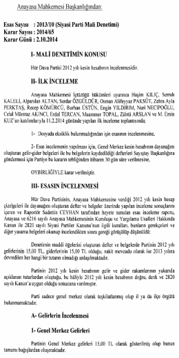 2013/10 (Siyasi Parti Mali Denetimi)