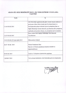 ADANA İLİ AİLE HEKİMLİĞİ 201511. EK YERLEŞTİRME UYGULAMA