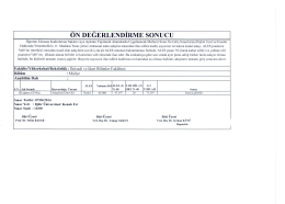 ÖN DEĞERLENDİRME soNUcU