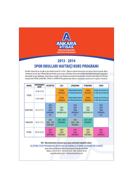 2013-2014 sPoR 0KuLLııRı HAErııiçi KuRs PRoGRAMı