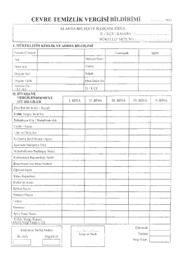 &Ccedil;evre Temizlik Vergisi Bildirim Formu