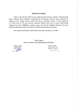 Askı iLAN TUTANAĞI - Tokat İl &Ouml;zel İdaresi