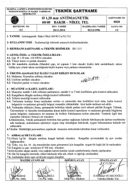 Teknik Şartname - Makina ve Kimya Endüstrisi Kurumu