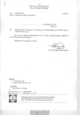 TC. oRTACA KAYMAKAMLIĞI İlçe Milli Eğitim Müdürlüğü Sayı