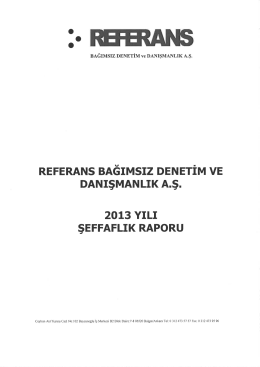 REFERANS BAĞIMSIZ DENETİM vE DANIŞMANLIK A.ş.