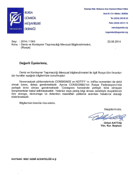 Üyelere-Deniz ve Konteyner Taşımacılığı Mevzuat