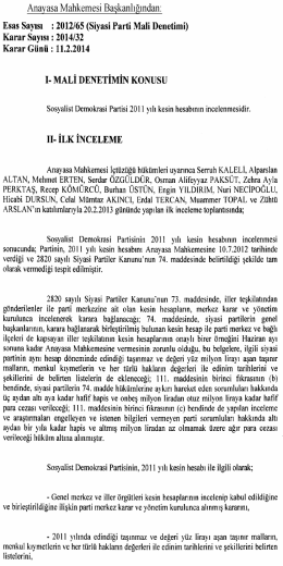 2012/65 (Siyasi Parti Mali Denetimi), K: 2014
