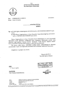 T.c. şUHUT KAYMAKAMLIĞI Ilçe Milli Eğitim Müdürlüğü