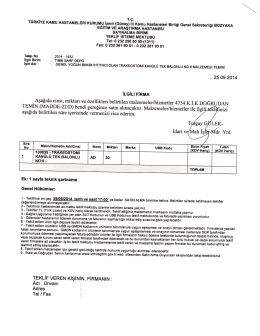 ön teklif isteme mektubu - Bozyaka Eğitim ve Araştırma Hastanesi