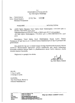 Tüm Temel Eğitim Müdürlüklerine - Perşembe İlçe Milli Eğitim