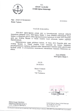 yi à› aşk sıNoP vALıLıGı İı Mim Eğitim Müdürlüğü