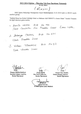 2013-2014 Eğitim - &Ouml;ğretim Yılı Eser İnceleme Tutanağı