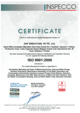 |INSPECCQ CERTIFICATE