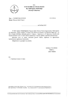 T.C. YUNUSEMRE KAYMAKAMLIĞI İlçe Miııi Eğitim Müdürlüğü