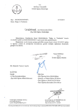 86104258/0/4594871 15/10/2014 Konu: Bağış ve Yardımlar