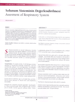 Solunum Sisteminin Değerlendirilmesi Assesment of