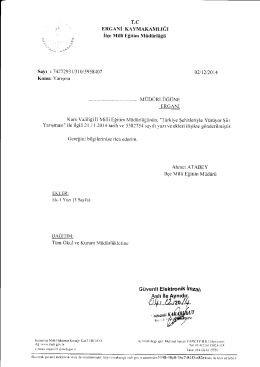 YAZI - Ergani İl&ccedil;e Milli Eğitim M&uuml;d&uuml;rl&uuml;ğ&uuml;